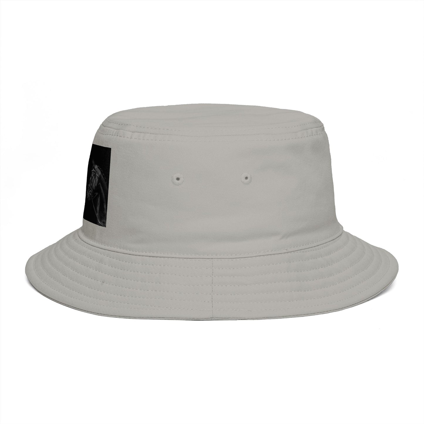 Equestrian Ink Bucket Hat — Black Horse Head Graphic