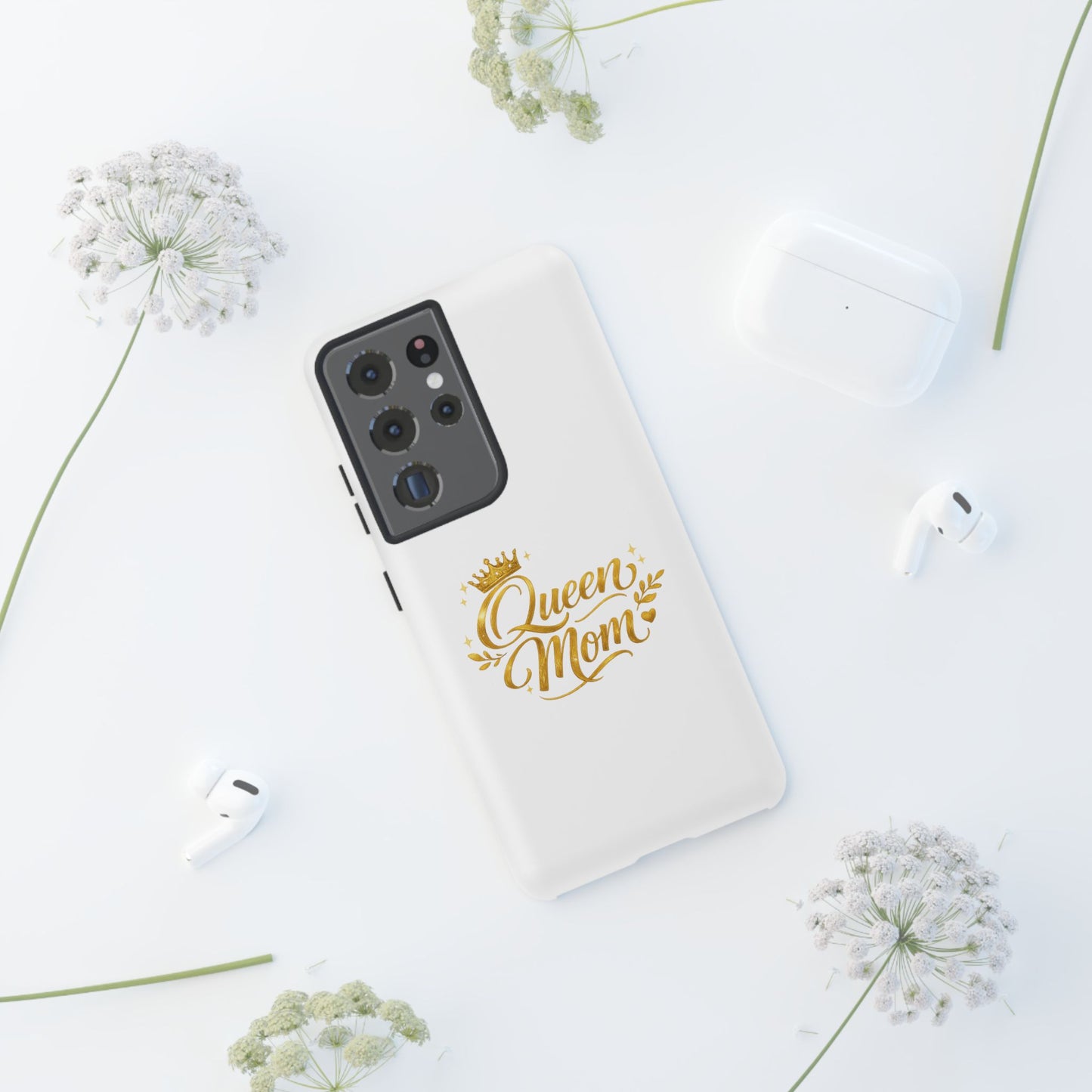 Queen Mom Tough Phone Case — Gold Crown Design, Protective Slim Armor