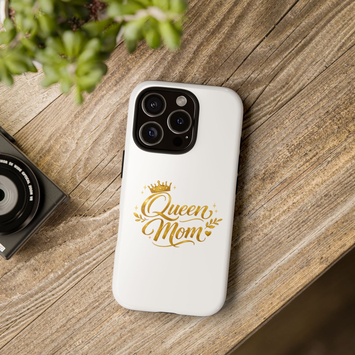 Queen Mom Tough Phone Case — Gold Crown Design, Protective Slim Armor