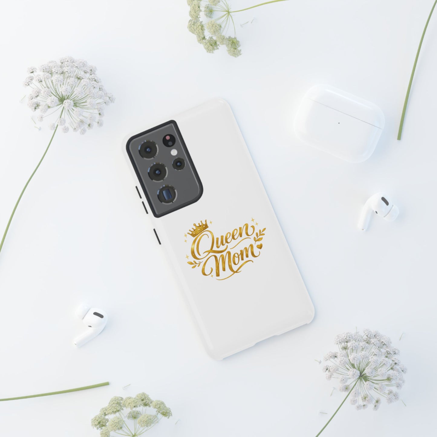 Queen Mom Tough Phone Case — Gold Crown Design, Protective Slim Armor