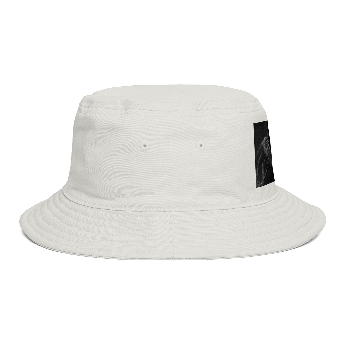 Equestrian Ink Bucket Hat — Black Horse Head Graphic