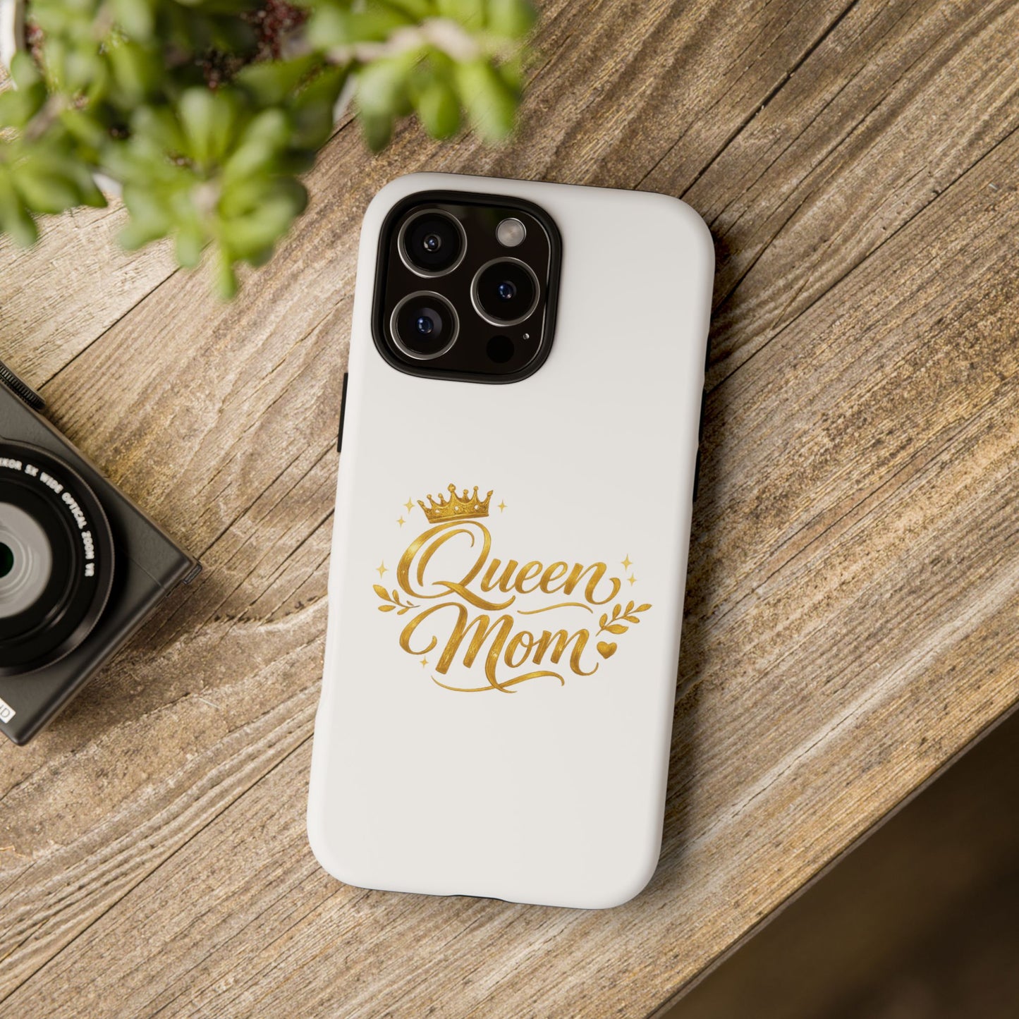 Queen Mom Tough Phone Case — Gold Crown Design, Protective Slim Armor