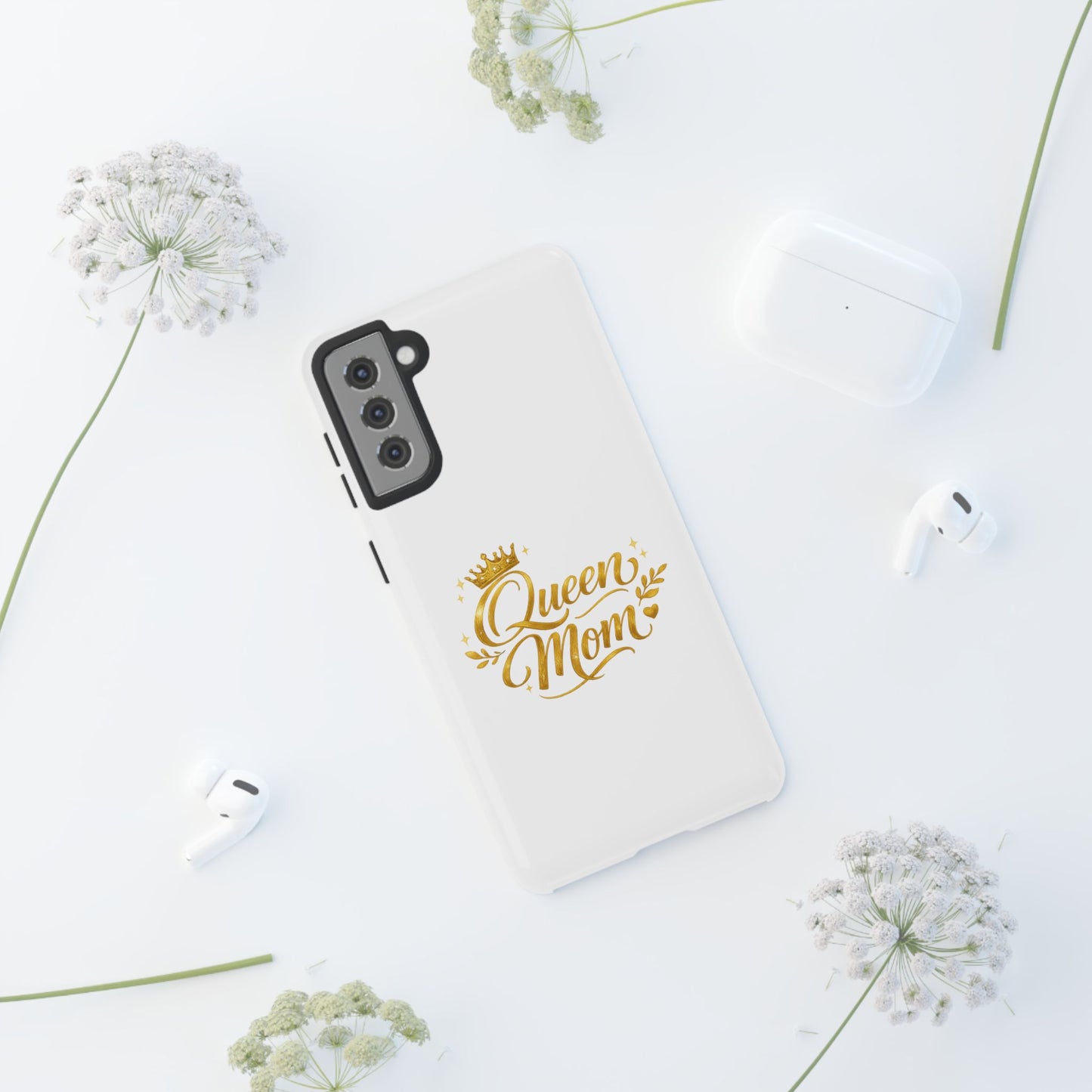 Queen Mom Tough Phone Case — Gold Crown Design, Protective Slim Armor