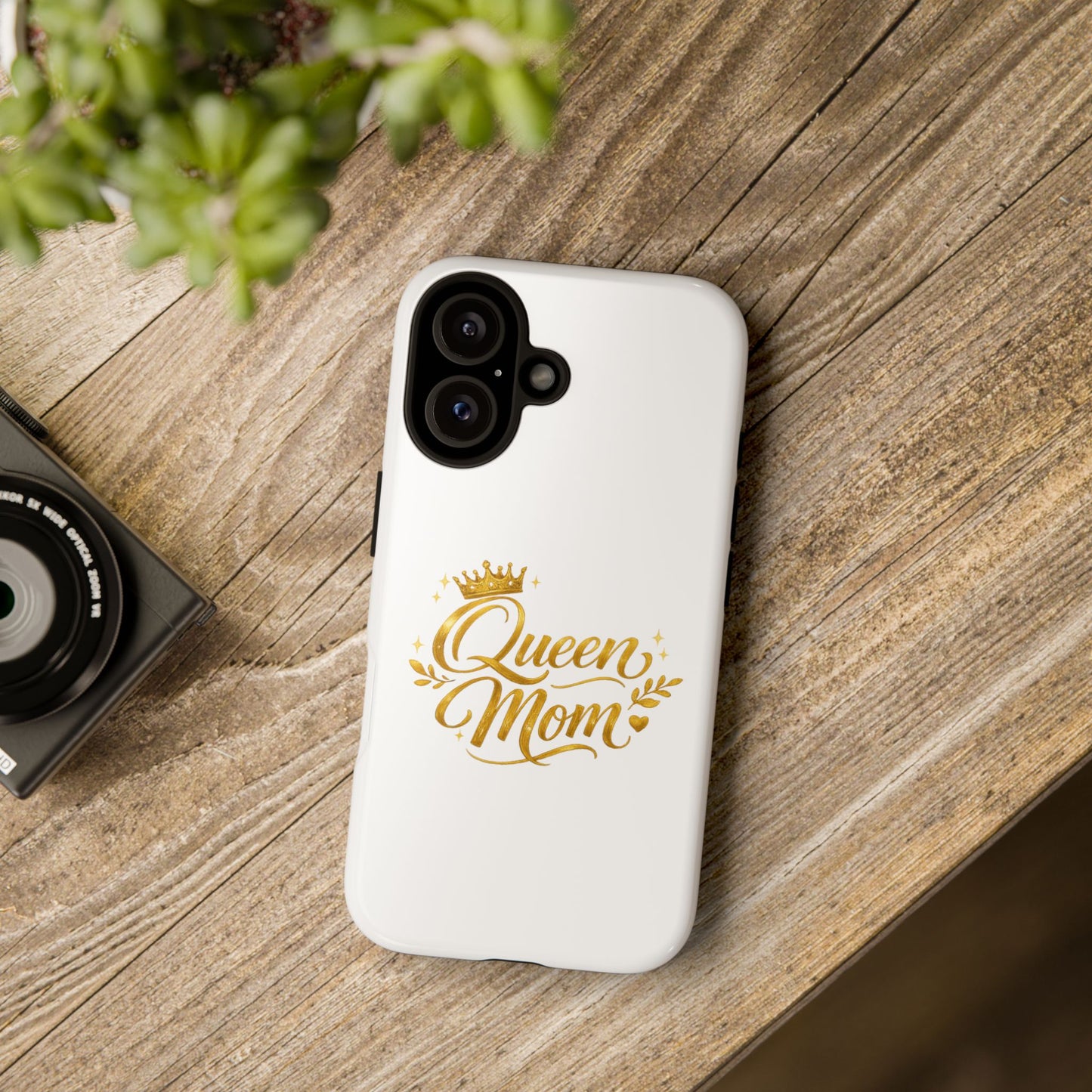 Queen Mom Tough Phone Case — Gold Crown Design, Protective Slim Armor