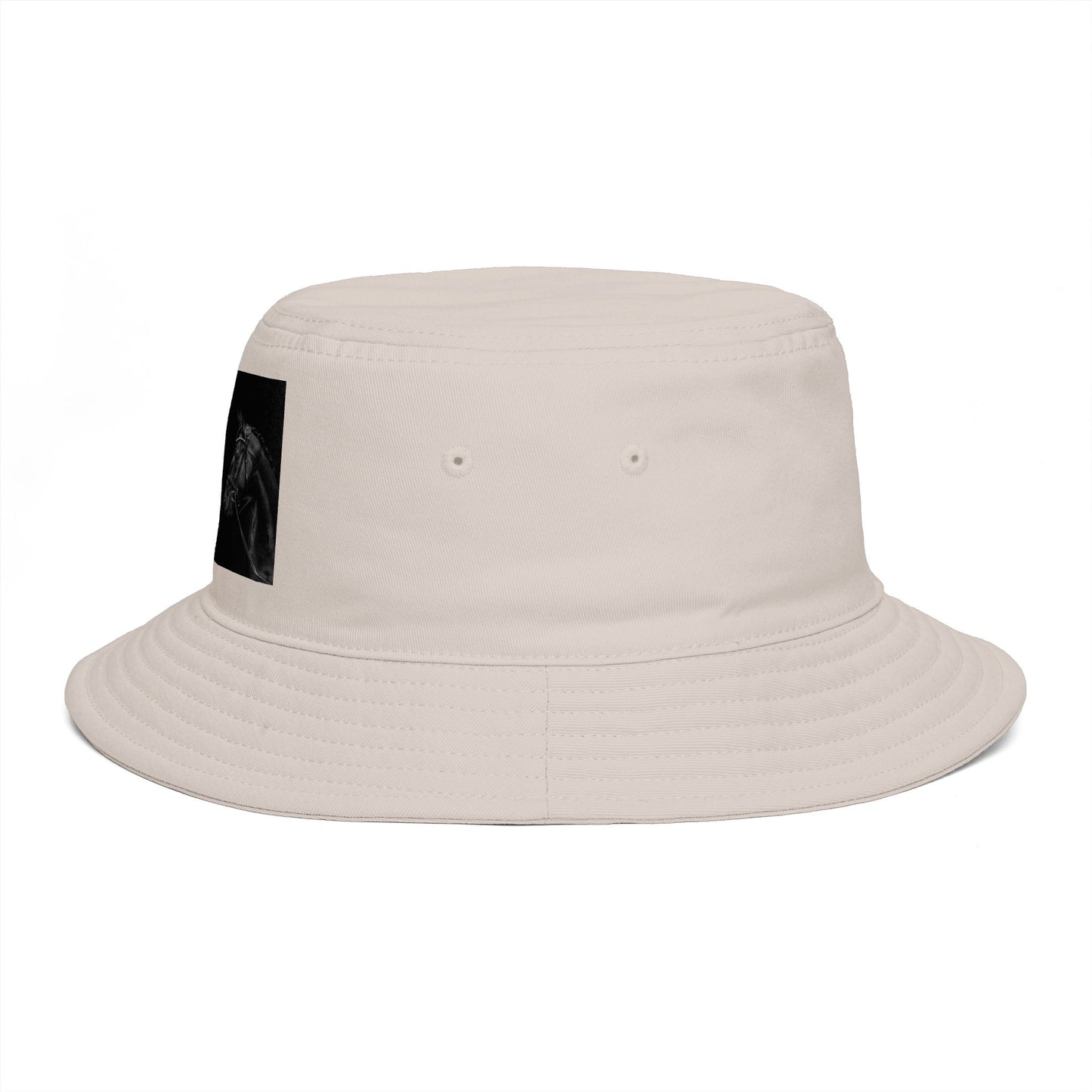 Equestrian Ink Bucket Hat — Black Horse Head Graphic