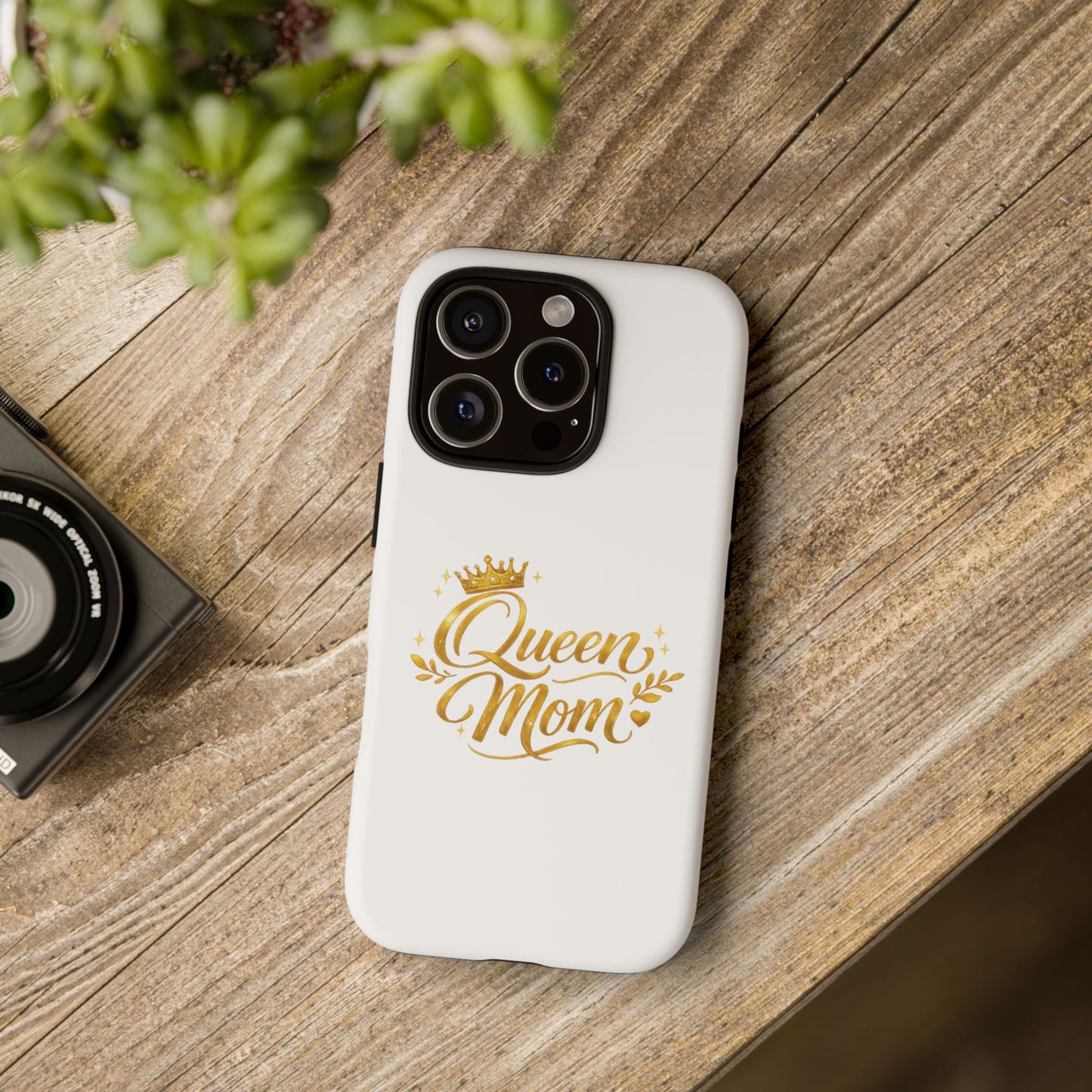 Queen Mom Tough Phone Case — Gold Crown Design, Protective Slim Armor