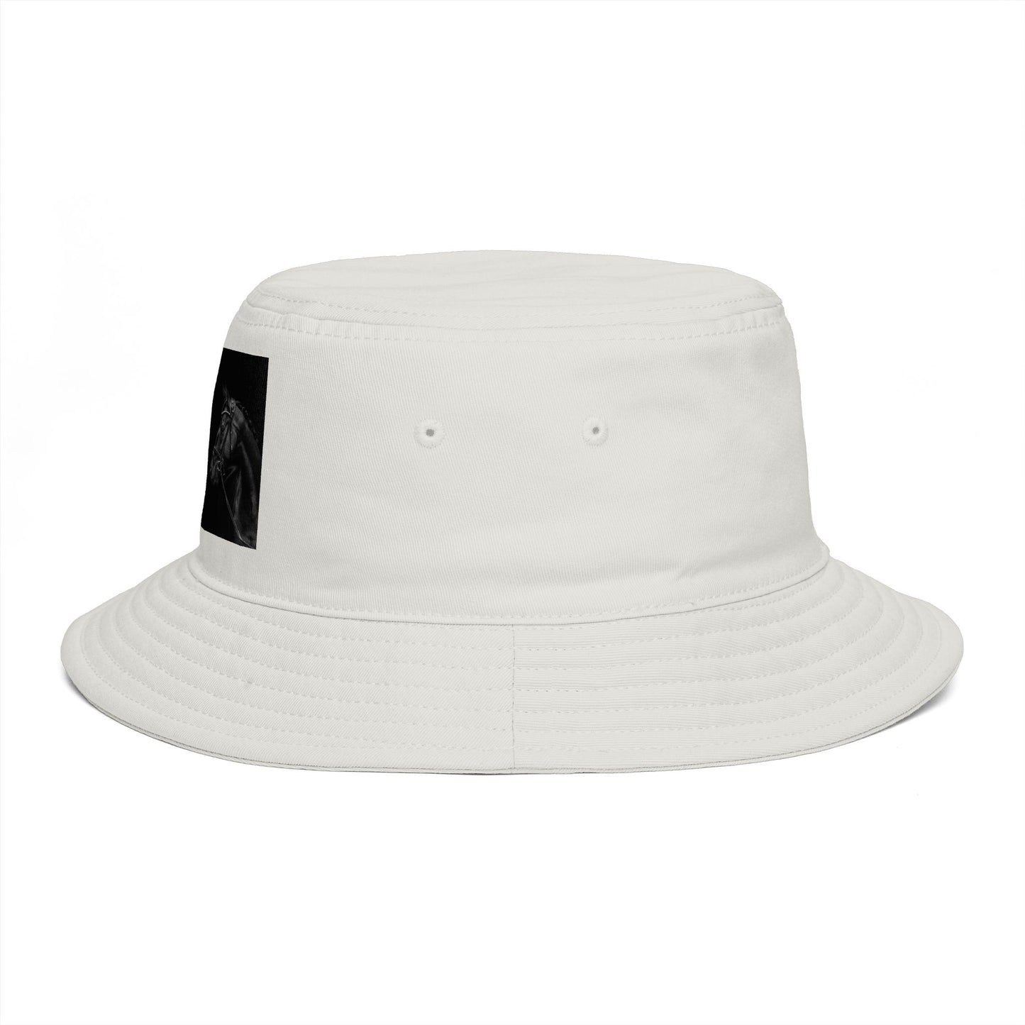 Equestrian Ink Bucket Hat — Black Horse Head Graphic