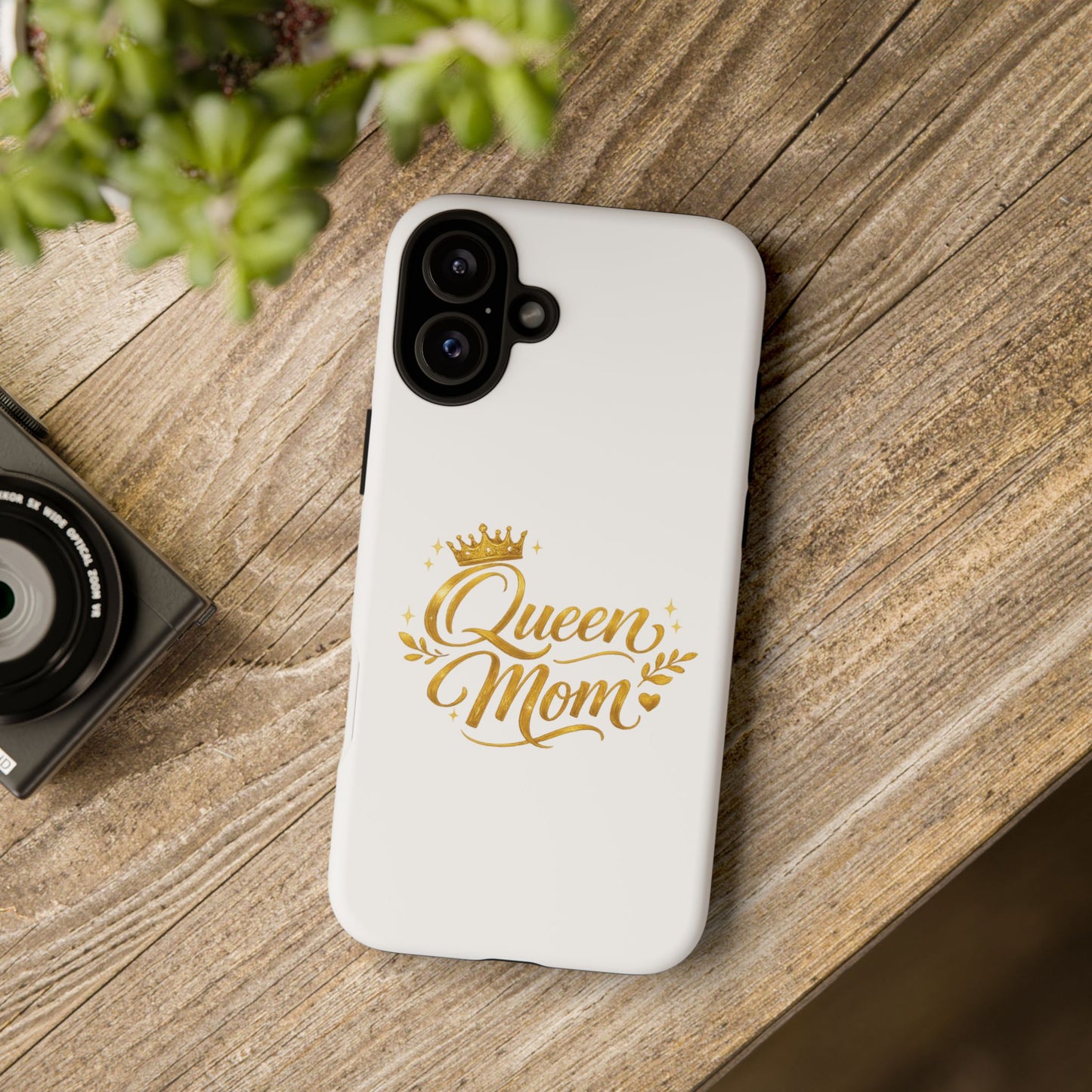 Queen Mom Tough Phone Case — Gold Crown Design, Protective Slim Armor