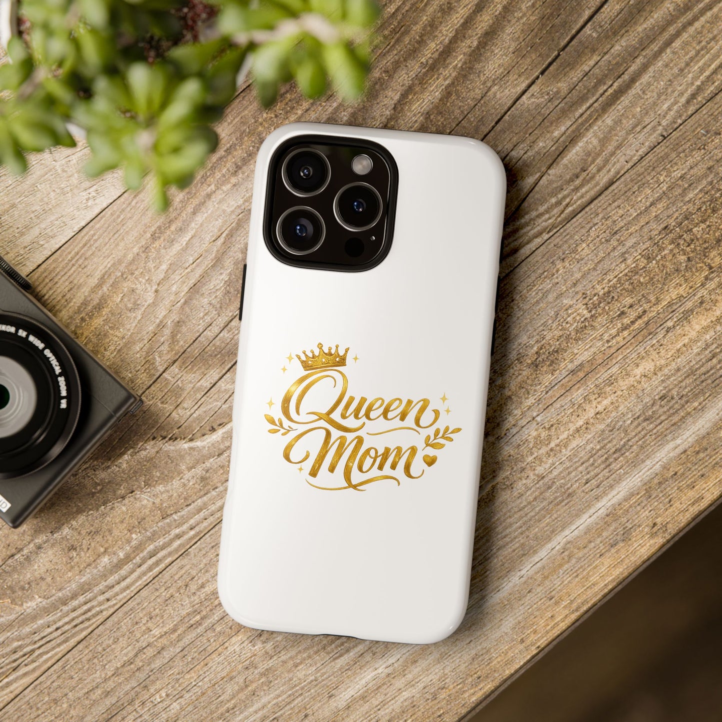 Queen Mom Tough Phone Case — Gold Crown Design, Protective Slim Armor