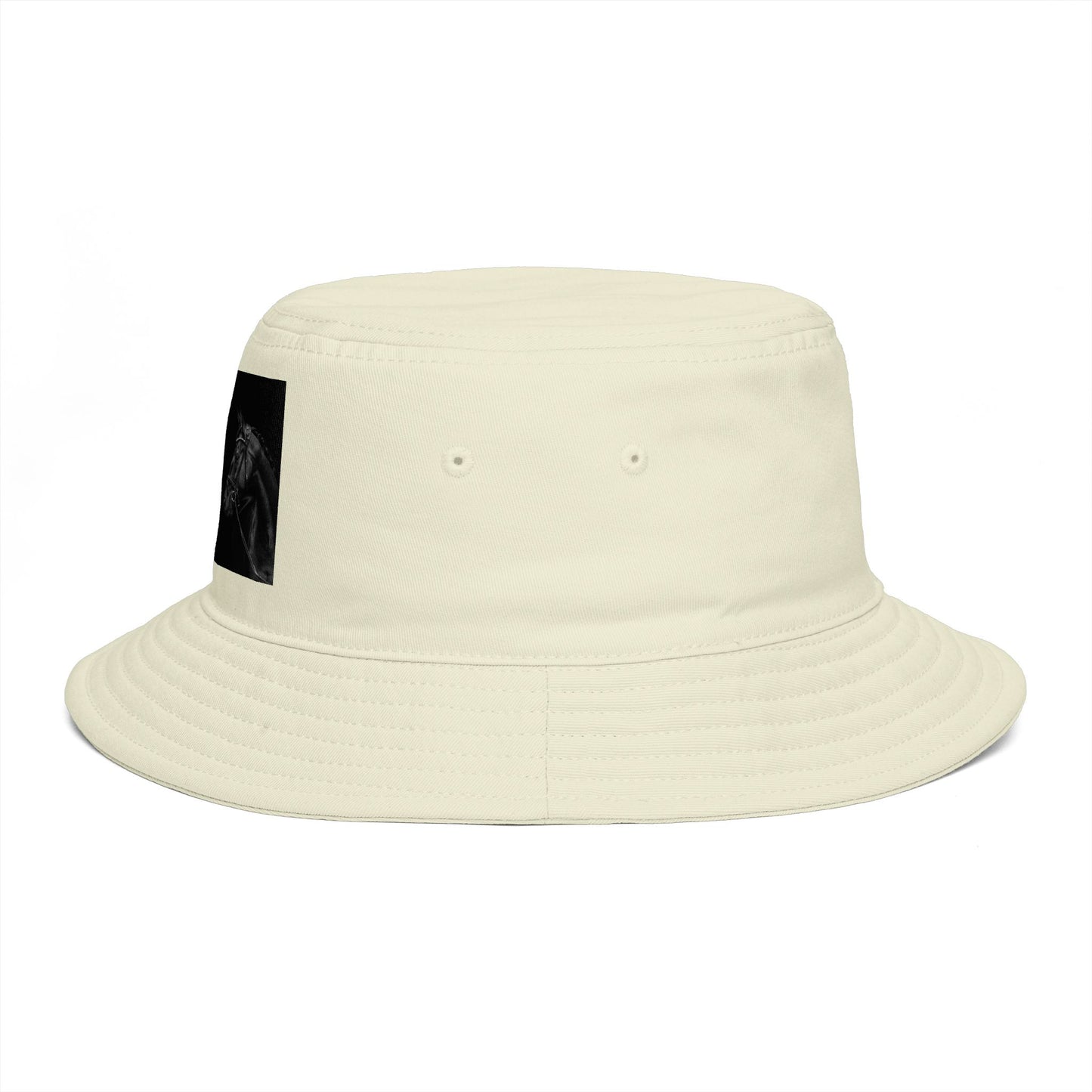 Equestrian Ink Bucket Hat — Black Horse Head Graphic