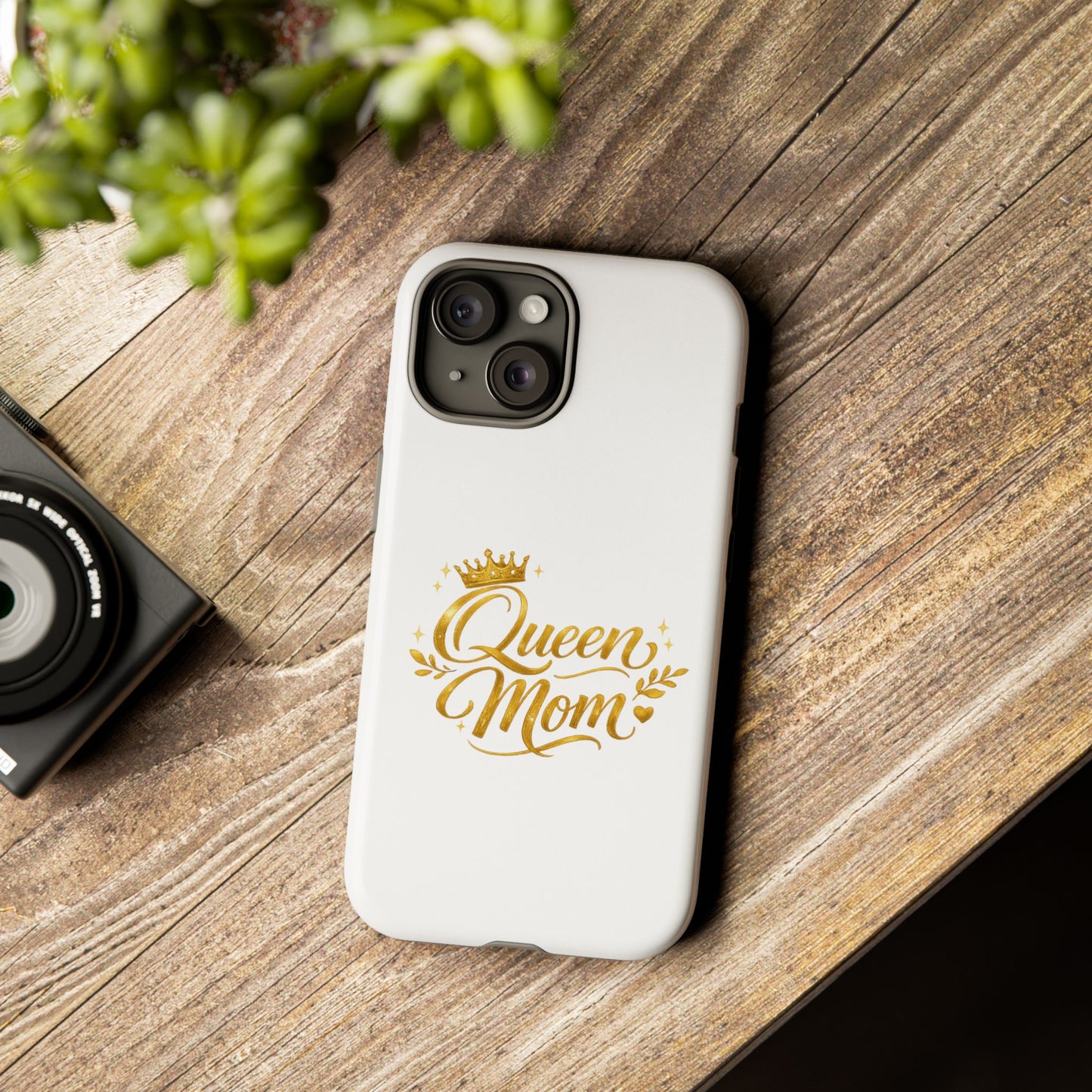 Queen Mom Tough Phone Case — Gold Crown Design, Protective Slim Armor